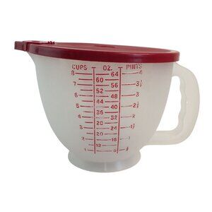 Vtg Tupperware 8 Cup 2Qt Mix N Store Measuring Bowl Pitcher 500-7 Red Lid 696-7